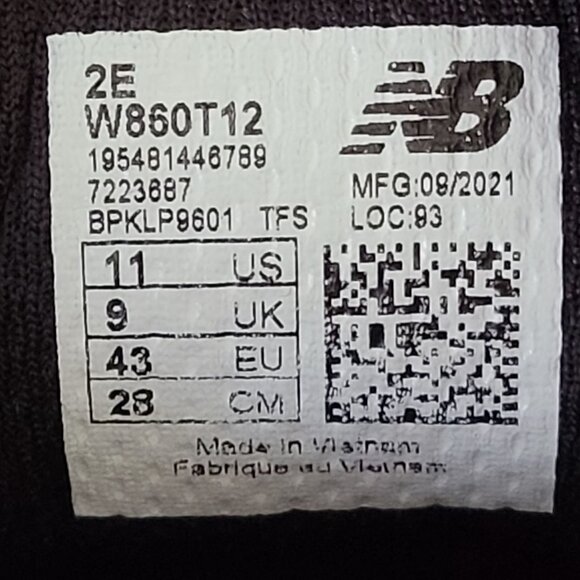 New Balance Fresh Foam Men's Black Running Shoes M860T12 US Size 11 - Picture 10 of 10